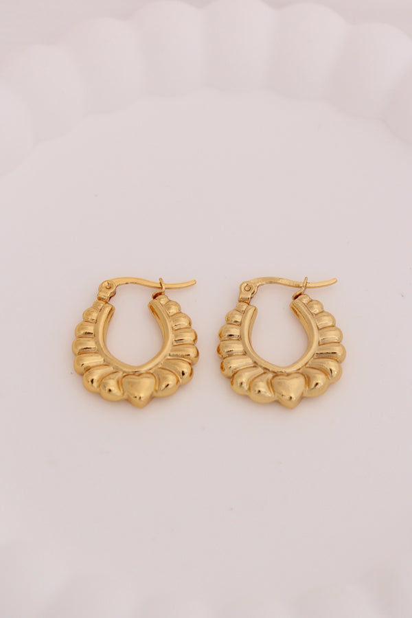 Adorable Chunky Hoops With Heart For Women (ESHP024)
