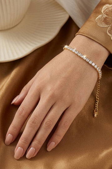 An Elegant Beauty Tennis Bracelet Filled With Stones In Gold Polish (BR027-G)