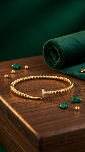 Anti Tarnish Bangle Composed With Balls (BA001)