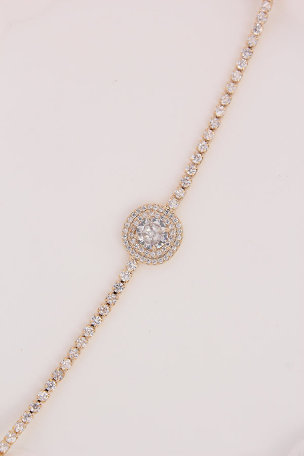 Anti Tarnish Bracelet In Gold Colour With Center Pendant Stone (BR011-G)