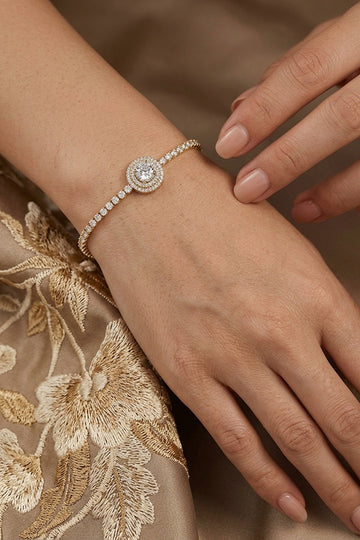 Anti Tarnish Bracelet In Gold Colour With Center Pendant Stone (BR011-G)