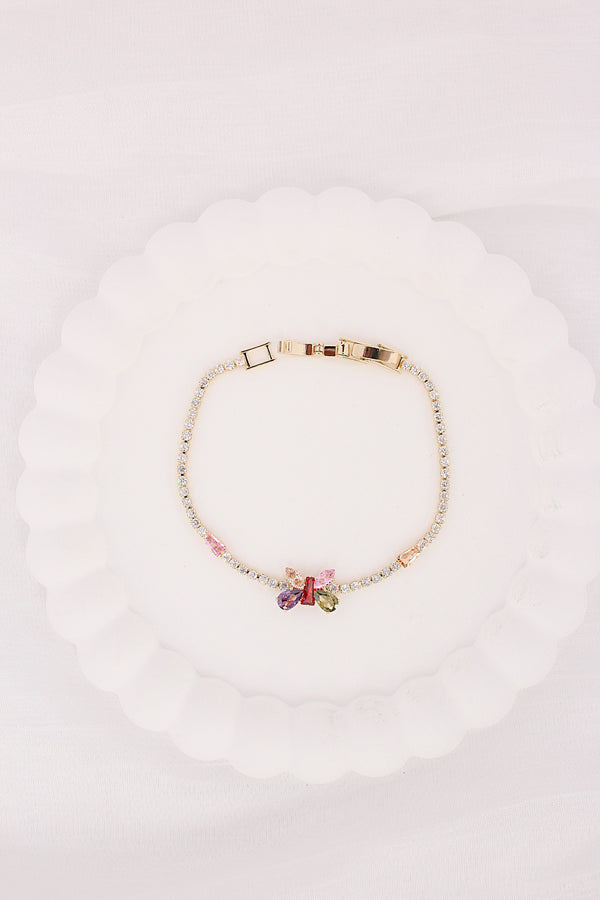 Anti Tarnish Bracelet With Multi Colour Butterfly (BR003)