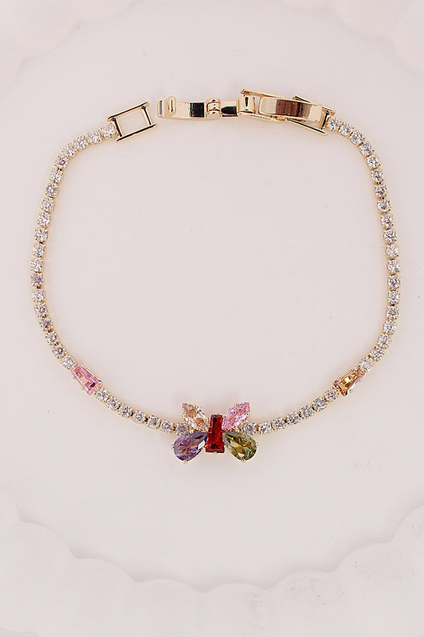 Anti Tarnish Bracelet With Multi Colour Butterfly (BR003)