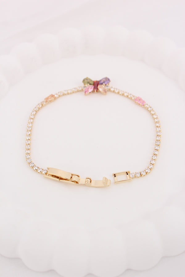 Anti Tarnish Bracelet With Multi Colour Butterfly (BR003)