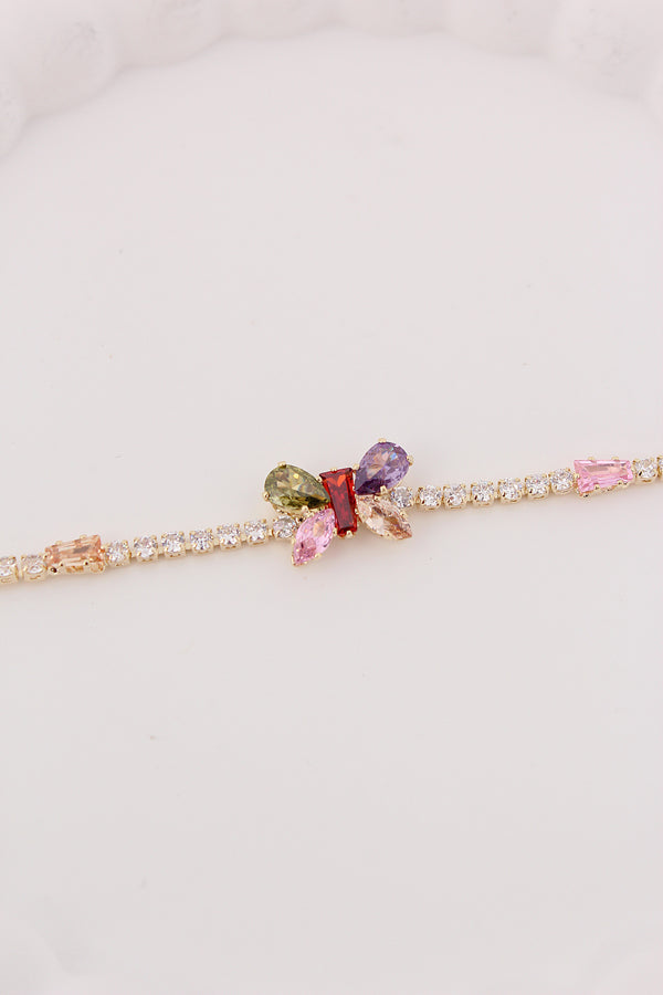 Anti Tarnish Bracelet With Multi Colour Butterfly (BR003)