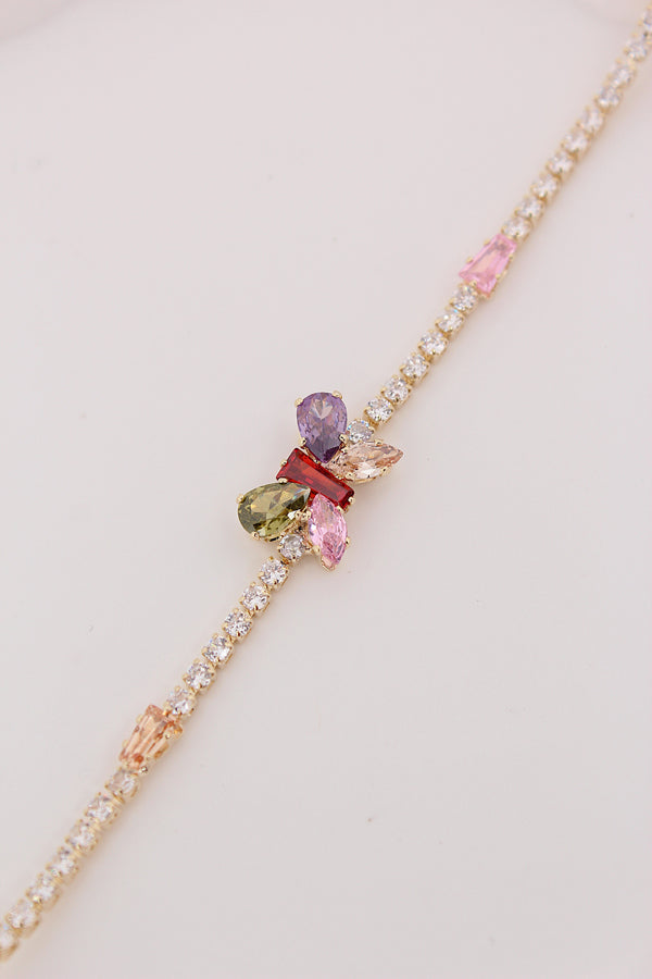 Anti Tarnish Bracelet With Multi Colour Butterfly (BR003)