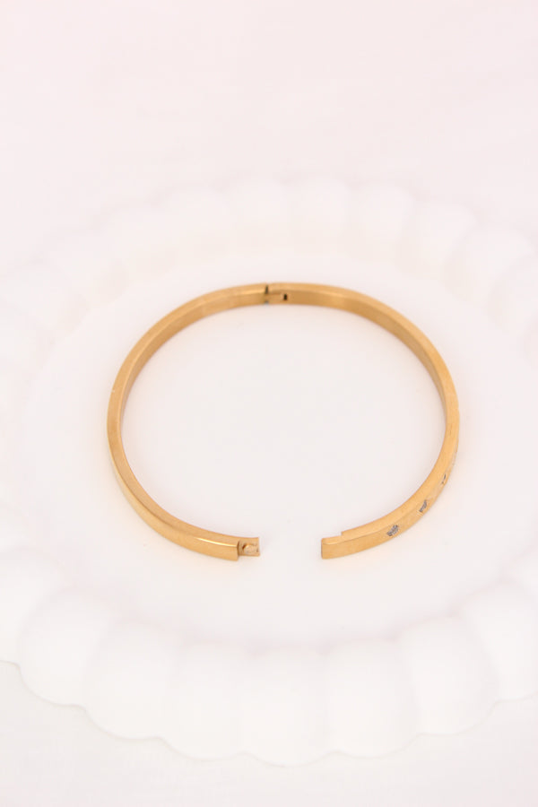 Anti Tarnish Gold Bangle With Small Stones (BA018)