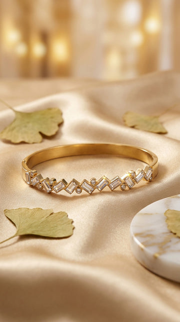 Anti Tarnish Gold Bangle With Stones (BA013)