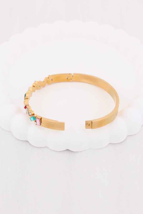 Bangle With Multi Colour Stones In Anti Tarnish (BA005)