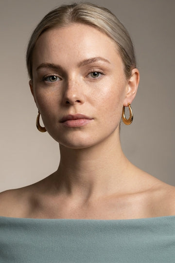 Beautiful Textured Hoop Earrings In Anti Tarnish For Women