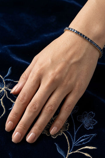 Blue Colour Stone Tennis Bracelet In Slim Design (BR020-B)