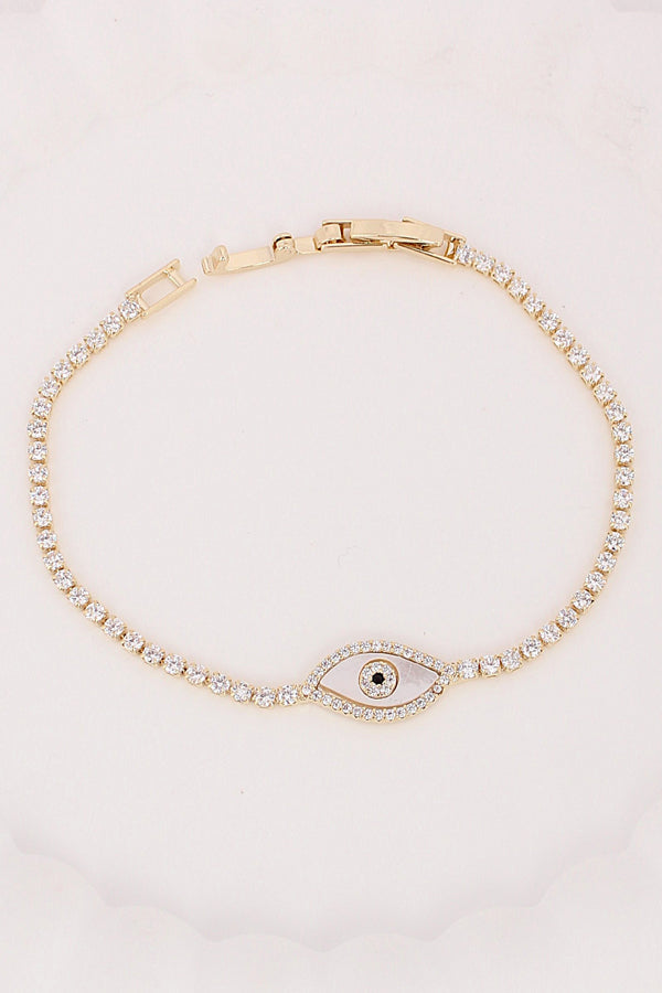 Bracelet In Gold Polish With Evil Eye Pendant Attached (BR023-G)