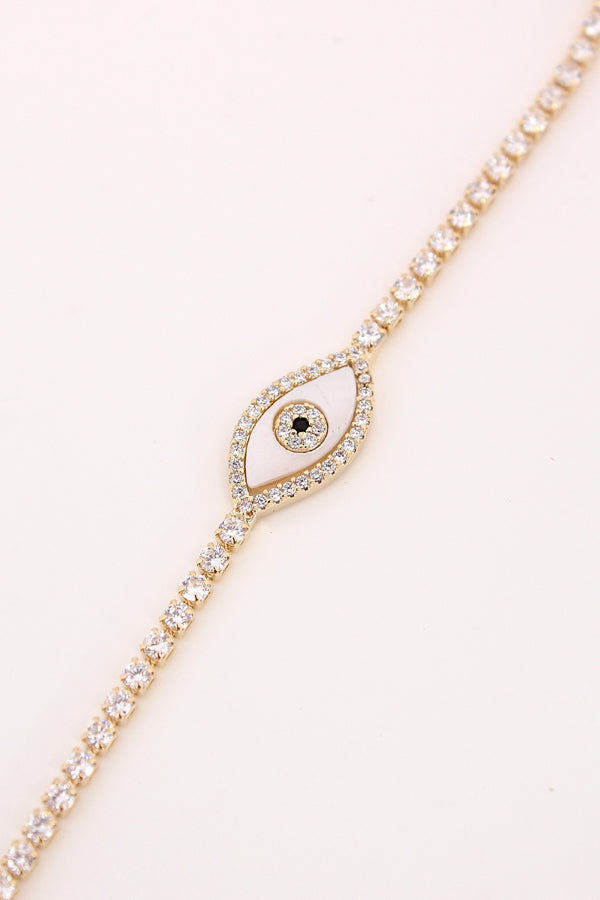 Bracelet In Gold Polish With Evil Eye Pendant Attached (BR023-G)