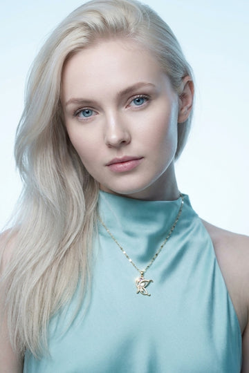 Butterfly With Stones In Gold Polish Necklace (P039)