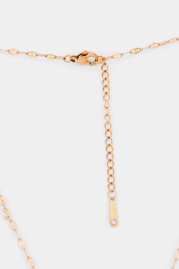 Composed Leaf Pendant With Stone In Gold Polish Necklace (P042)