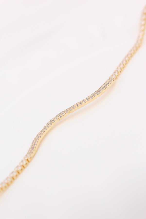 Curved Gold Polish Bracelet With Stones (BR021-G)