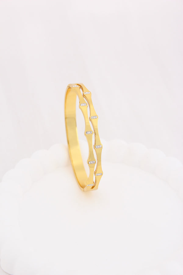 Double Row Bangle With Stones In Stainless Steel (BA024)