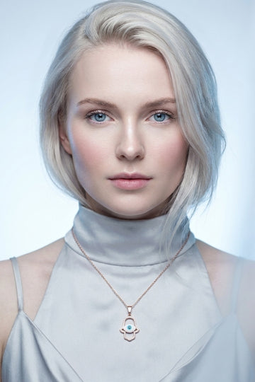Evil Eye In Rosegold Polish Pendant Necklace (P-008-RG)