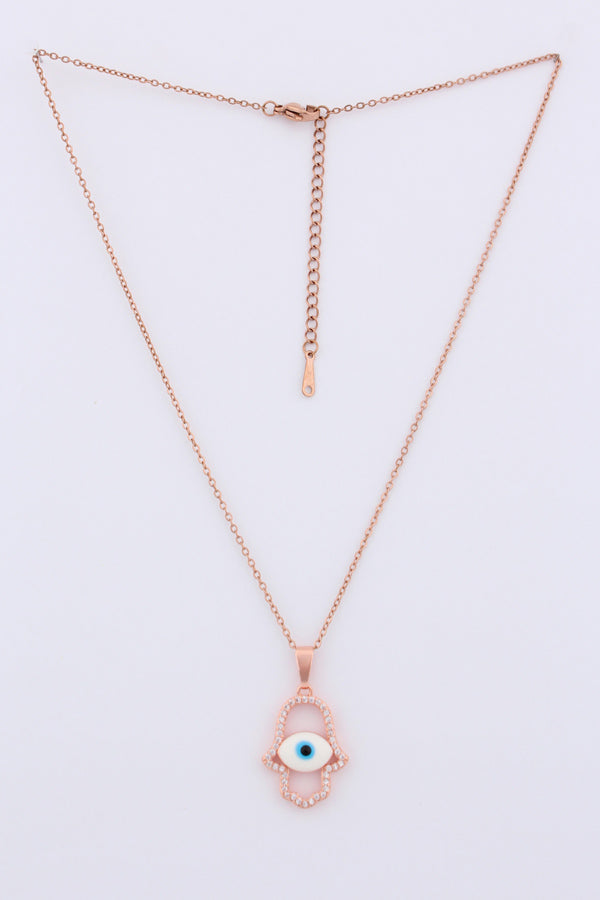 Evil Eye In Rosegold Polish Pendant Necklace (P-008-RG)