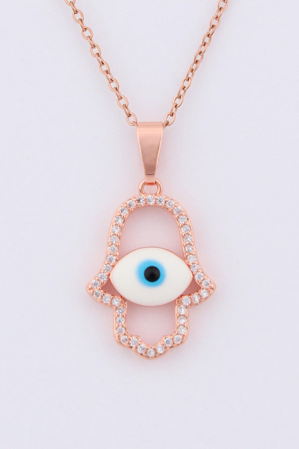 Evil Eye In Rosegold Polish Pendant Necklace (P-008-RG)
