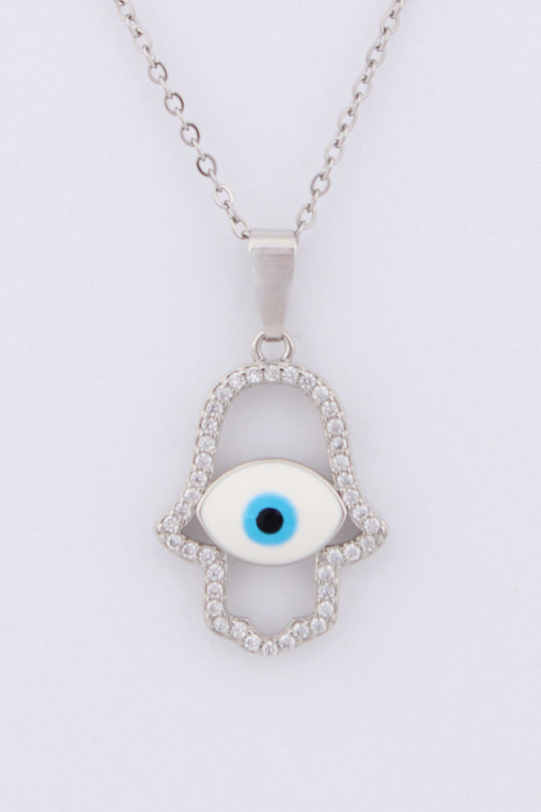 Evil Eye In Silver Polish Pendant Necklace (P-008-S)