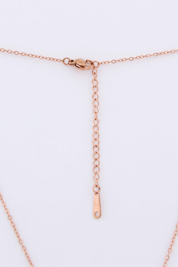 Four Leaf Clover With Stone In Rosegold Polish Necklace (P032)