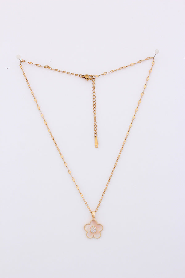 Framed Flower Gold Polish Pendant Necklace (P-016)