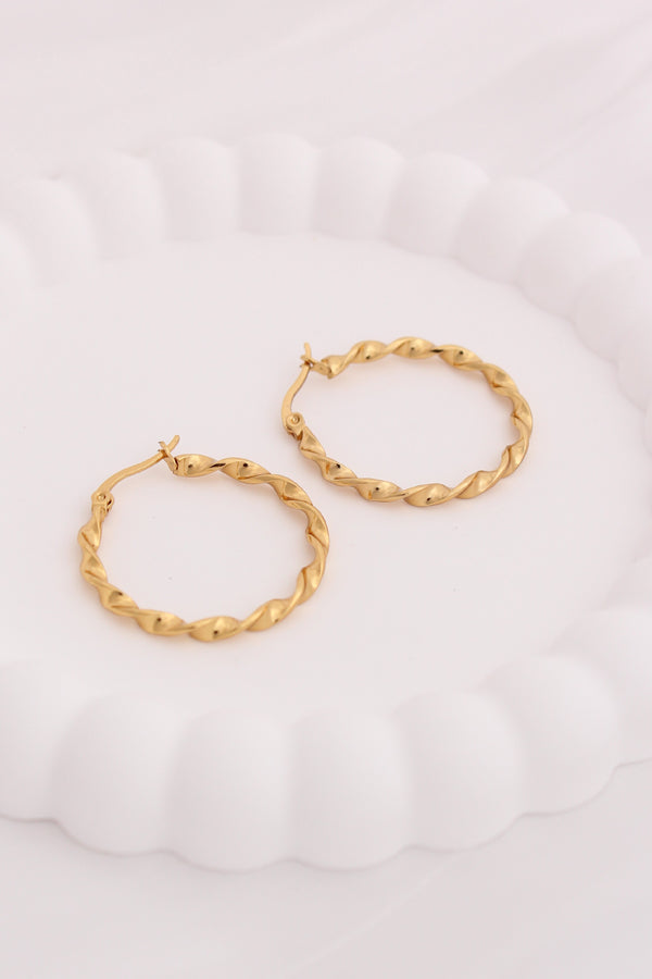 Glamorous Large Twisted Hoops For Women (ESHP026)