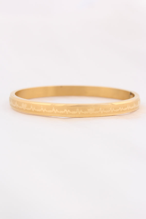 Gold Bangle In Anti Tarnish With Heartbeat (BA037)