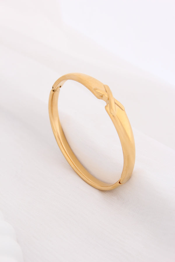 Gold Bangle With X Design In Anti Tarnish (BA030)