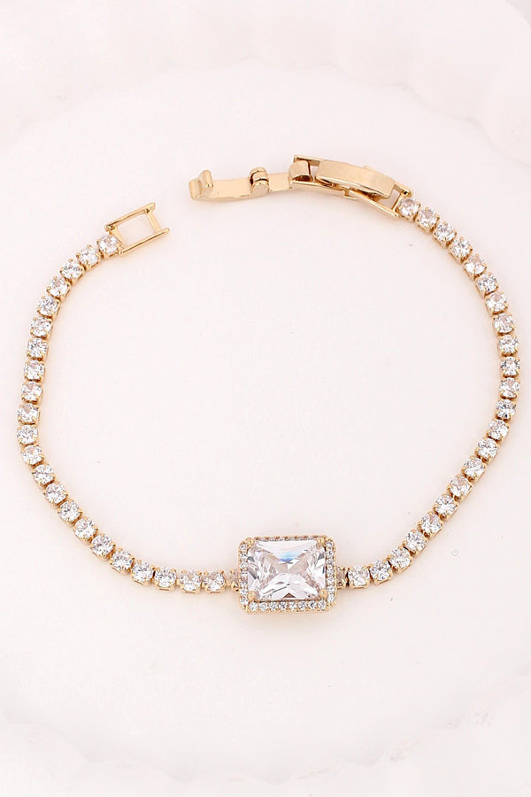Gold Polish Bracelet With Center Stone Attached (BR017-G)