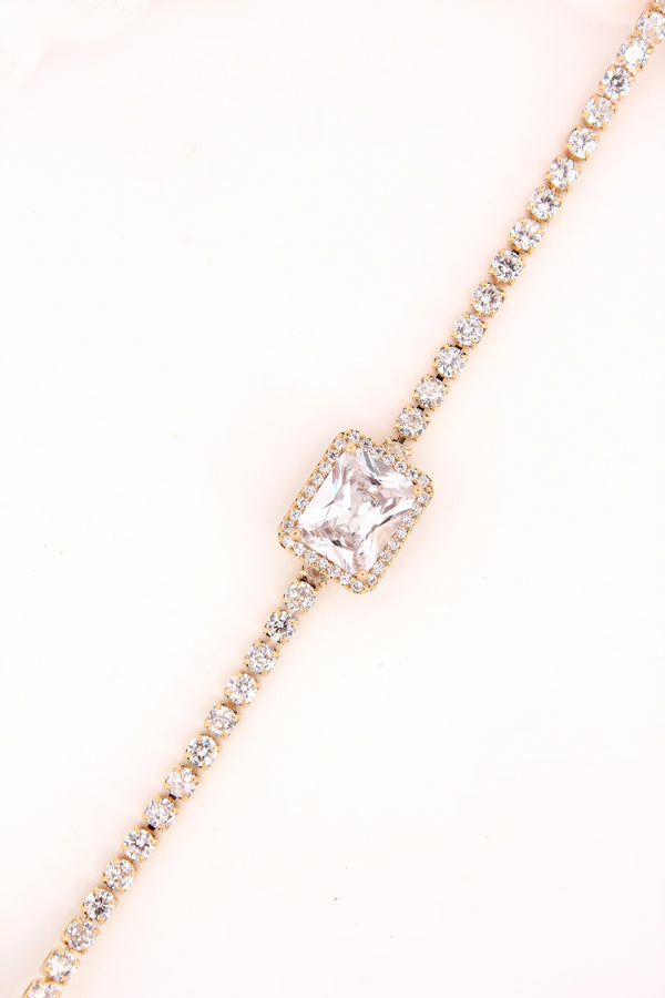 Gold Polish Bracelet With Center Stone Attached (BR017-G)