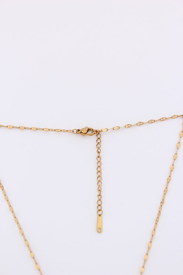 Gold Polish Necklace With Red Heart Colour Stone (ESP-021)