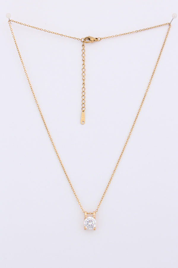 Gold Polish Necklace With Stone Pendant (P031)