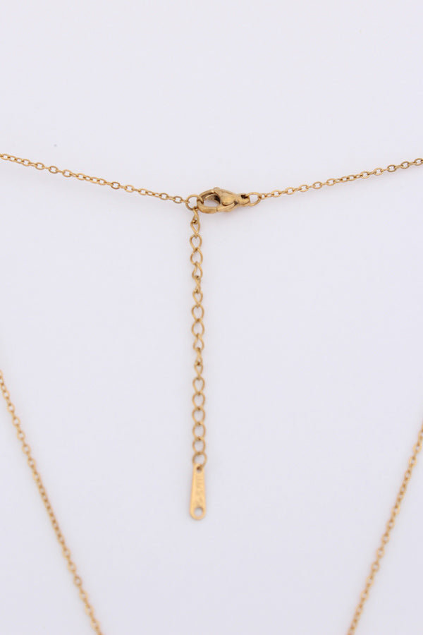 Gold Polish Necklace With Stone Pendant (P031)