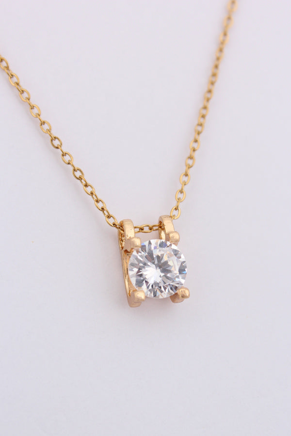Gold Polish Necklace With Stone Pendant (P031)