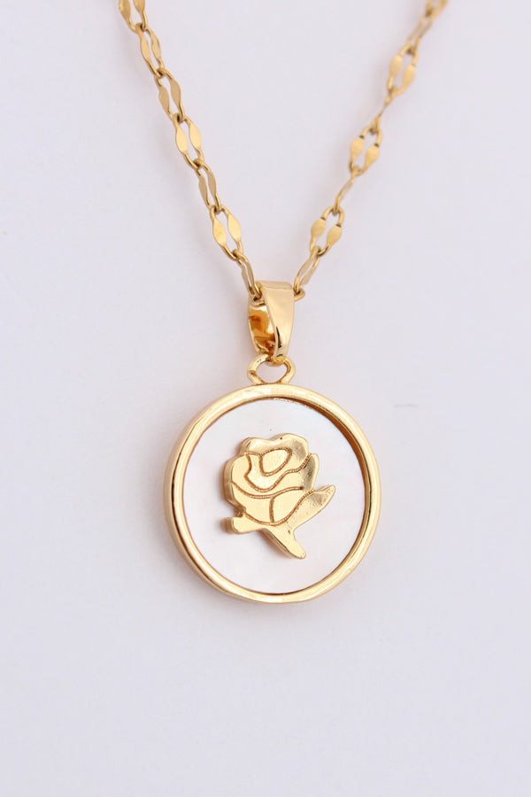 Golden Rose Framed In Gold Polish Necklace (ESP-028)