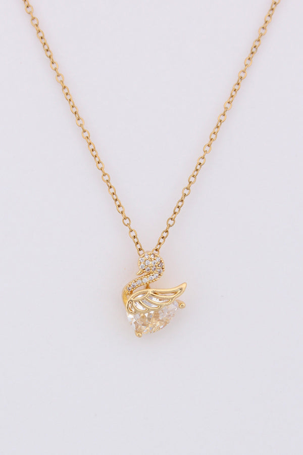 Golden Swan With Stones In Gold Polish Necklace (P019)