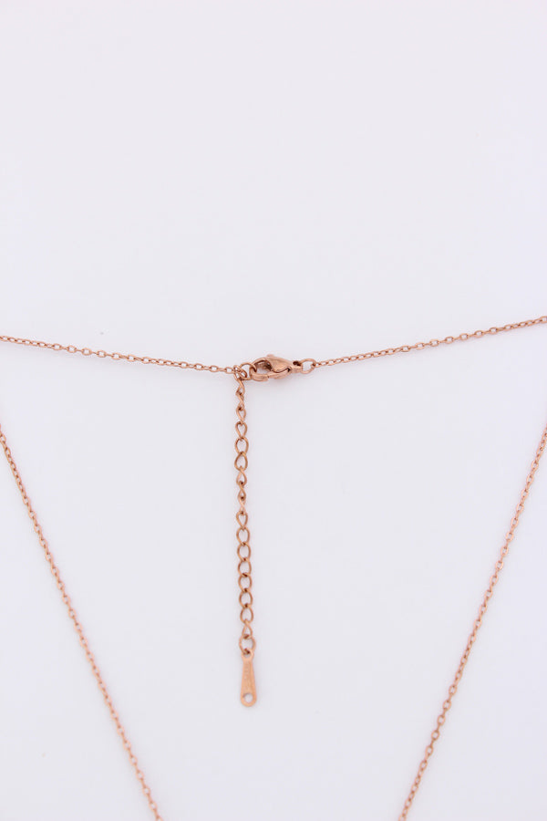 Hanging Butterfly With Stones In Rosegold Polish Necklace (ESP-026)