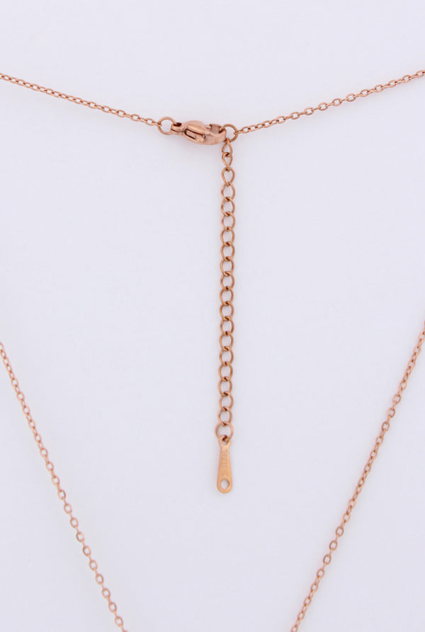Heart Attached With Ring Rosegold Polish Pendant Necklace (P-005)