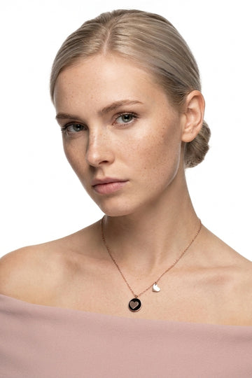 Heart Framed In Black Color Pendant Necklace