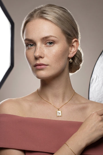 Heart In Frame Gold Polish Necklace Pendant