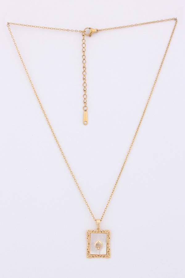 Heart In Frame Gold Polish Necklace Pendant (P-013)