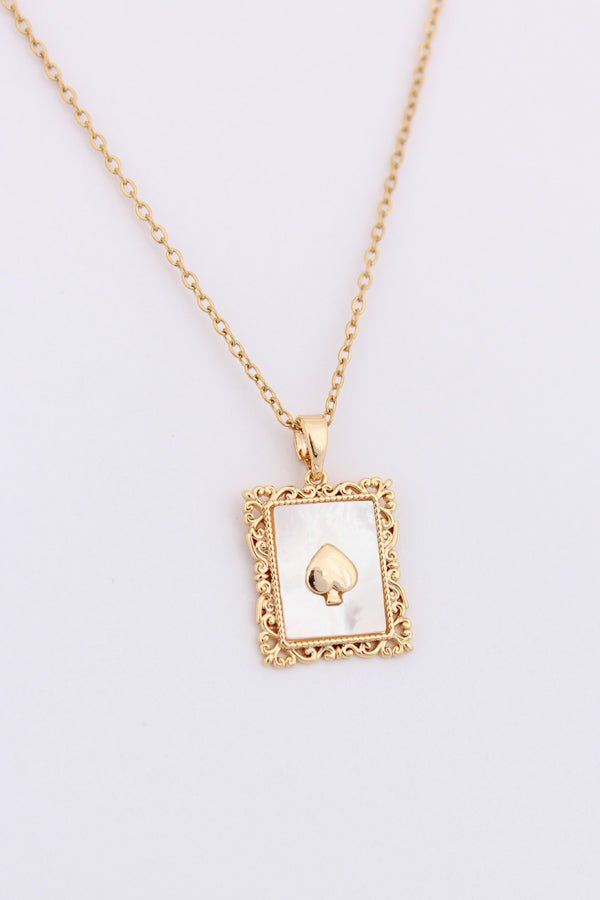 Heart In Frame Gold Polish Necklace Pendant (P-013)
