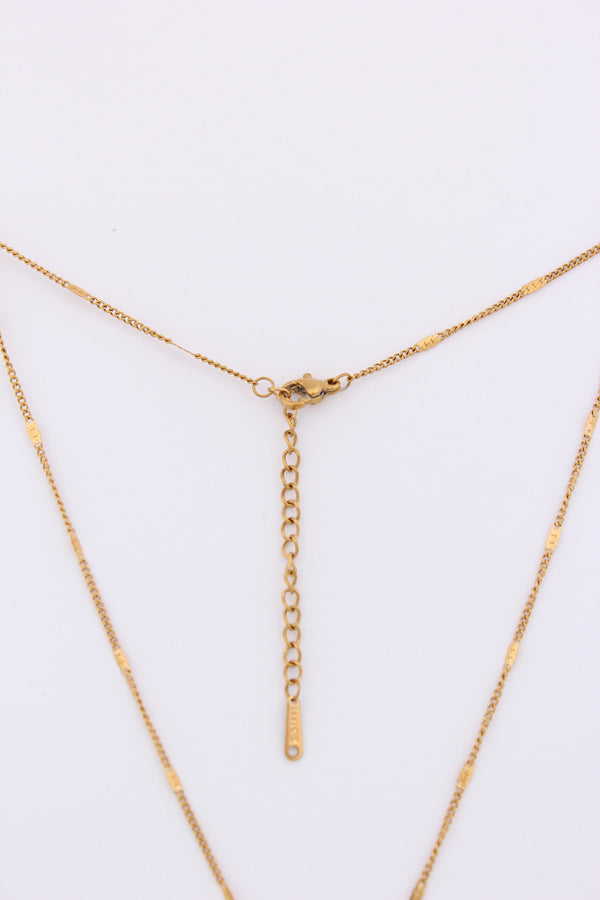 Large Stone Pendant In Gold Polish Necklace (ESP-025)