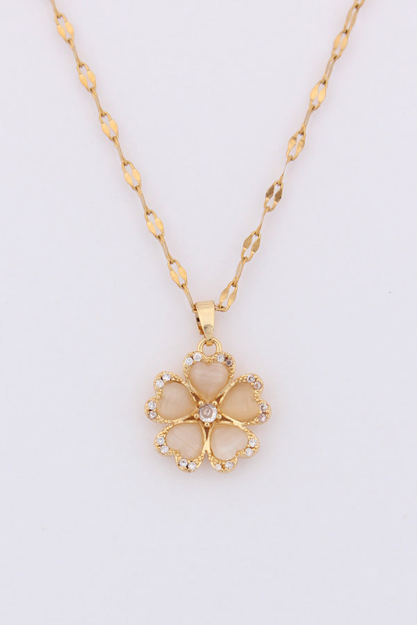 Necklace In Gold Polish With Flower And Small Stones (ESP-023)