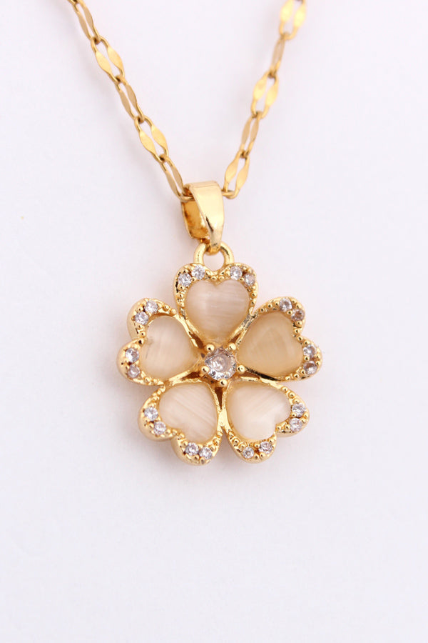 Necklace In Gold Polish With Flower And Small Stones (ESP-023)