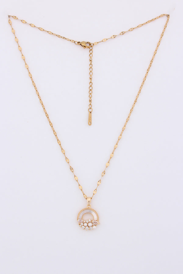 Necklace In Gold Polish With Hanging Sky And Stones (P034-GO)