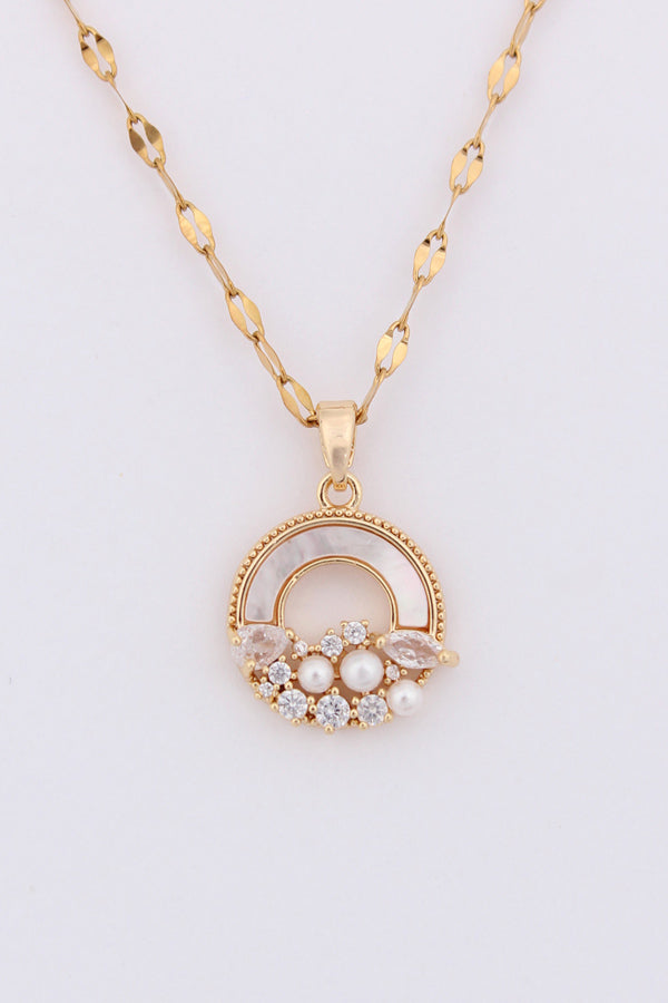 Necklace In Gold Polish With Hanging Sky And Stones (P034-GO)