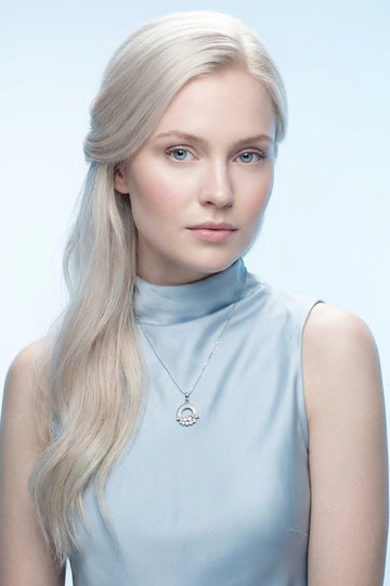 Necklace In Silver Polish With Hanging Sky And Stones
